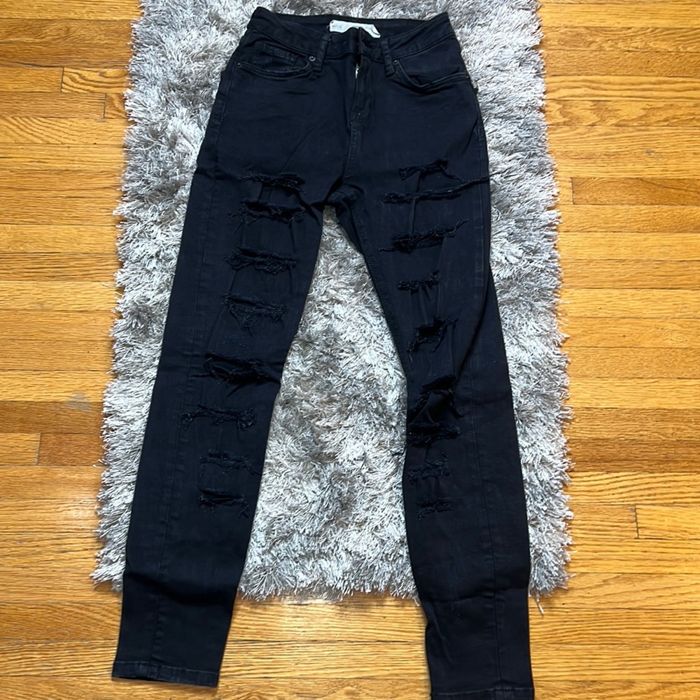 TopShop Super Distressed Black Jeans